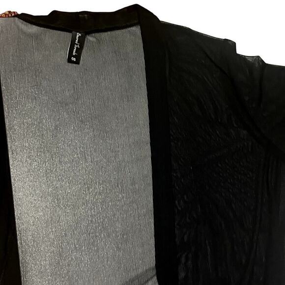 Sacred Threads NWOT Sheer Embroidered Floral Open Cardigan Black Womens One Size - Picture 9 of 12